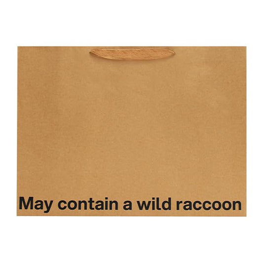 MilkToast Brands Funny Gift Bag, 16" x 6" x 12" Size, May Contain a Wild Raccoon, Large Kraft Paper Bag with Sarcastic Phrases, Funny Gift Bag for Mother's Day, Father's Day, Birthdays, Graduation