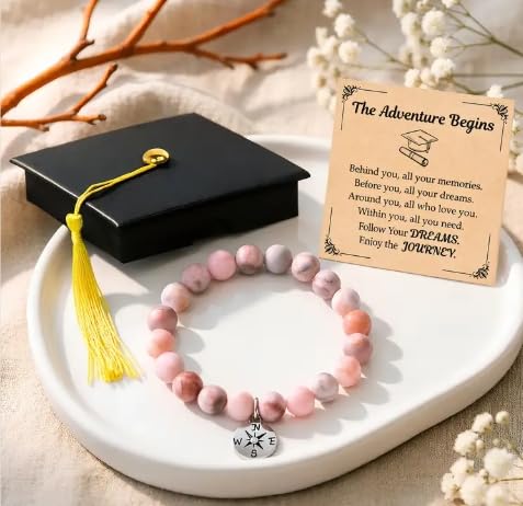 Parma77 2026 Graduation Gifts for Her, High School College Graduation Gifts for Women, Inspirational Compass/Heart Graduation Bracelets with Gift Message Card for Women Daughter Sister Friends