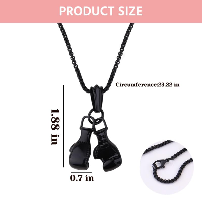 Kilener Boxing Glove Pendant Necklace Punk Chain Necklaces for Men Women Birthday Gifts for Boxers Fitness Motivation Gifts for Son Daughter Friends Boxing Gloves Necklace