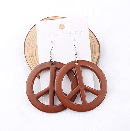 Caiyao Peace Sign Pendant Necklace & Earrings Jewelry Set - Love Peace Symbol Hippie Pendant for Women - Multicolor