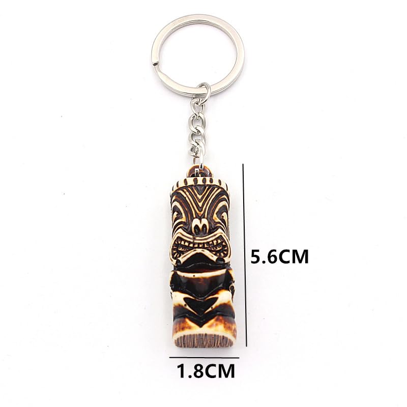Hawaiian Tiki Resin Protection 3D Amulet Lucky Pendant Keychain Handmade Gifts Boho Car Keys Bag Accessories