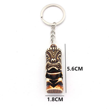 Hawaiian Tiki Resin Protection 3D Amulet Lucky Pendant Keychain Handmade Gifts Boho Car Keys Bag Accessories