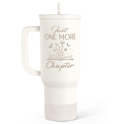 SANDJEST Book Lover Gifts for Women, Just One More Chapter Tumbler with Handle, Stainless Steel Insulated Coffee Travel Mug Cup, Gifts for Women Girls Bookworm on Christmas Birthday, 40oz
