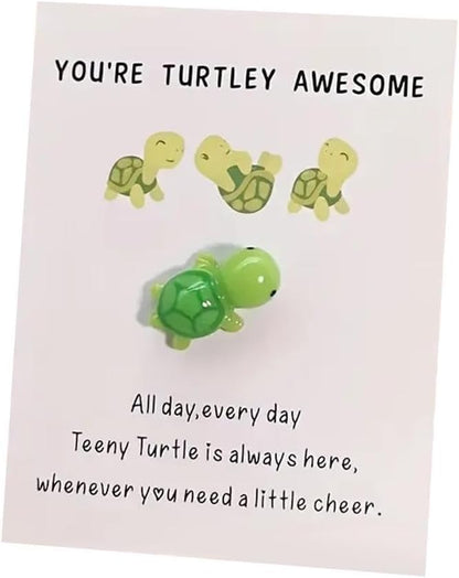 Mini Pocket Hug Turtle, You're Turtley Awesome Inspirational Gift with Card, Thank You Note Cards Greeting Card Mini Sea Turtle Figure Pocket Hug Gift for Friends and Family,Cards and Card Stock (Green)