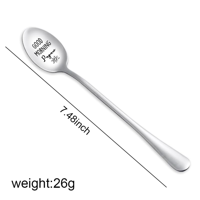 Grandpa Birthday Gifts for Papaw Papa from Granddaughter Grandson Good Morning Papaw Spoon for Grandpa Grandfather Fathers Day Christmas Gifts for Grandpa Papa Men Coffee Tea Spoon for Papa Papaw