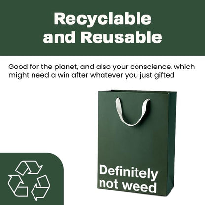 MilkToast Brands Funny Stoner Gift Bag, 11" x 8" x 4" Size, Definitely Not Weed, Reusable Kraft Paper Weed Gift Bags for Marijuana Gifts & Cannabis Accessories, Father's Day, Birthdays