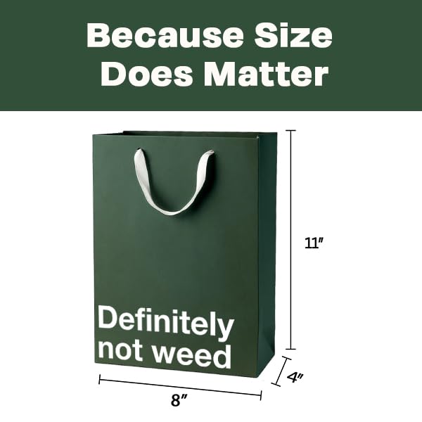 MilkToast Brands Funny Stoner Gift Bag, 11" x 8" x 4" Size, Definitely Not Weed, Reusable Kraft Paper Weed Gift Bags for Marijuana Gifts & Cannabis Accessories, Father's Day, Birthdays