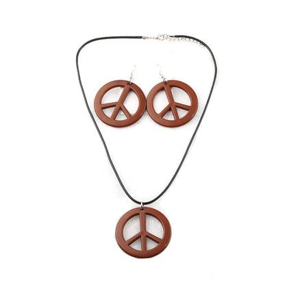 Caiyao Peace Sign Pendant Necklace & Earrings Jewelry Set - Love Peace Symbol Hippie Pendant for Women - Multicolor