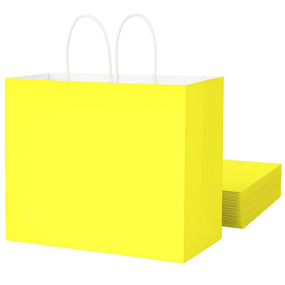 SUNCOLOR Yellow Gift Bags with Handles, 13x10x5.5 Inch Large Paper Bags for Birthday Party Wedding Shopping, 25 Pack