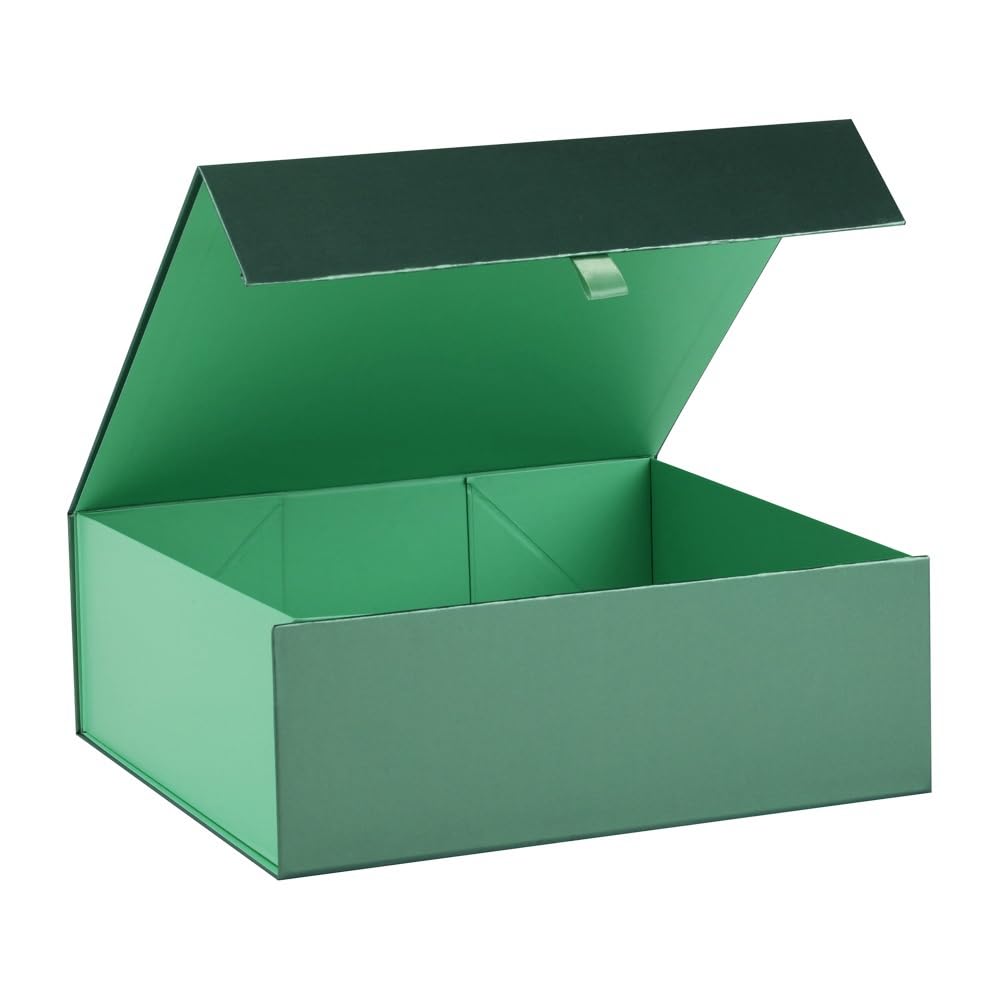 Large Gift Box 13.5x11.8x4.7 Inches, Green Gift Boxes for Presents with Magnetic Closure Lid, Luxury Gift Box Rectangle Collapsible Boxes for Gift Packaging