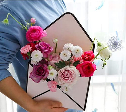 5 Pcs Flower Envelope Box,Folding Flower Storage Box,Waterproof Envelop Paper Boxes,Hand Folding Bouquet Flower Box for Wedding Engagement Valentines Day Birthday Graduation Party Decoration(Red)