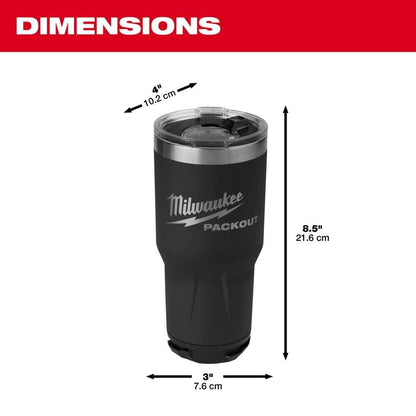 Milwaukee Packout Insulated Tumbler 890 Ml (Black) - 48-22-8393B