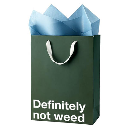 MilkToast Brands Funny Stoner Gift Bag, 11" x 8" x 4" Size, Definitely Not Weed, Reusable Kraft Paper Weed Gift Bags for Marijuana Gifts & Cannabis Accessories, Father's Day, Birthdays