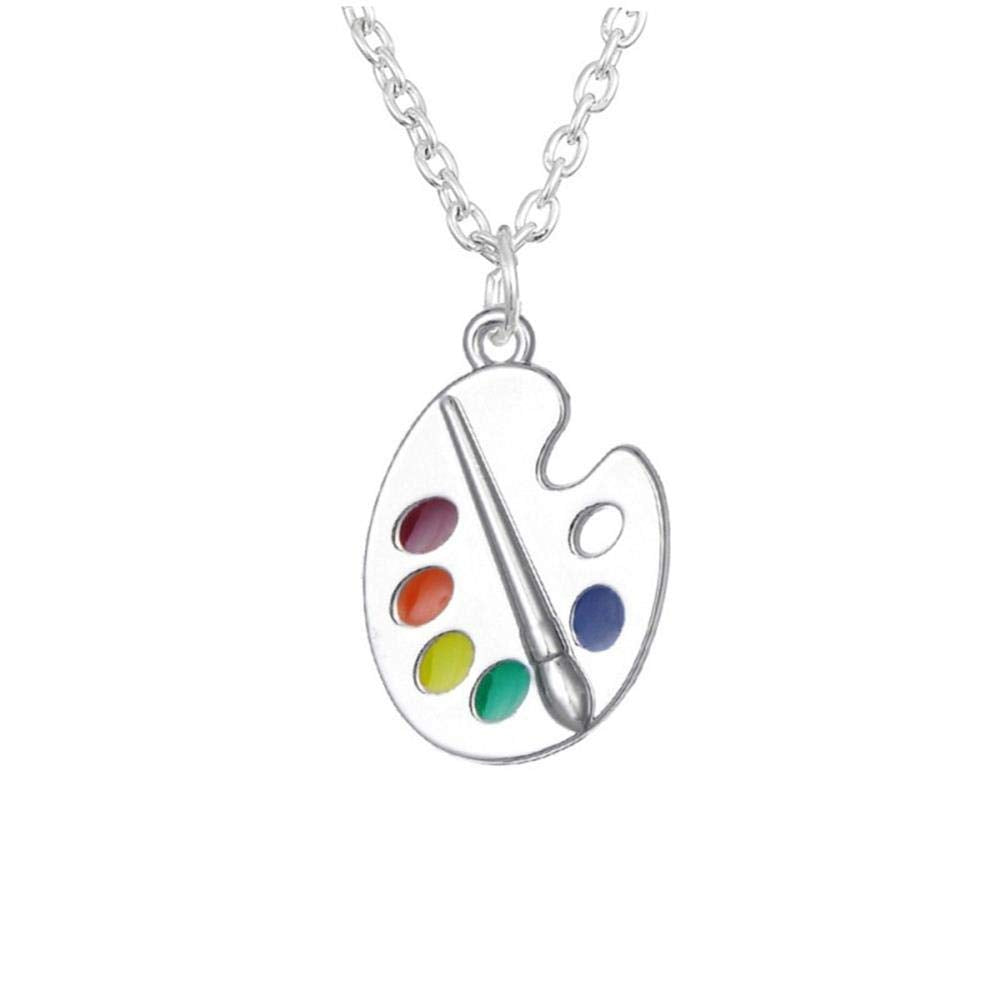 Unique Charm Paint Palette Dangle Earrings Necklace Set Paint Brush Drop Earrings Colorful Paint Palette Drop Earrings for Women Artist Painter Jewelry