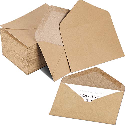Outus 400 Pieces Gift Cards Envelopes Mini Brown Kraft Envelopes Sleeve for Small Gift Cards Invitations Business Notes Tiny Mini Greeting 4 x 2.76 Inches