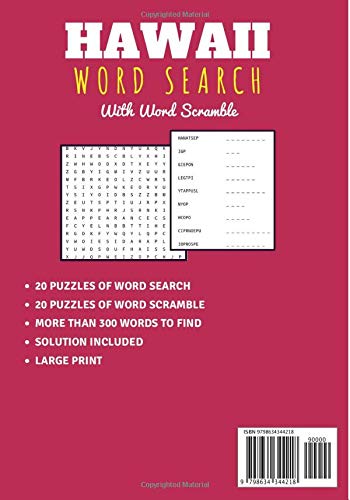 Hawaii Word Search: Aloha | Hawaiian Word Search | Challenging Puzzle book For Adults & Kids | 40 puzzles with word searches and scrambles | Find more ... | Large Print, Gift for Hawaiian lover.