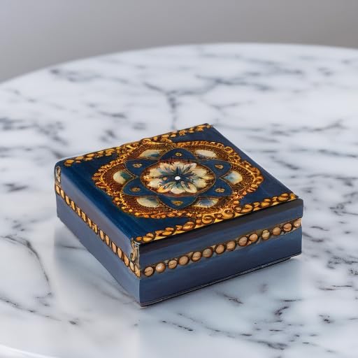 Artisan Owl Polish Handmade Chakra Luna Wooden Box with Vivid Colors