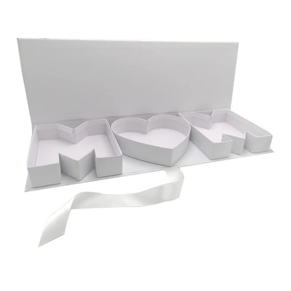 WENPACK Empty Flower Gift Box MOM Cardboard Letter Shaped Fillable Chocolate Strawberry Candy Packaging (MOMwhite)