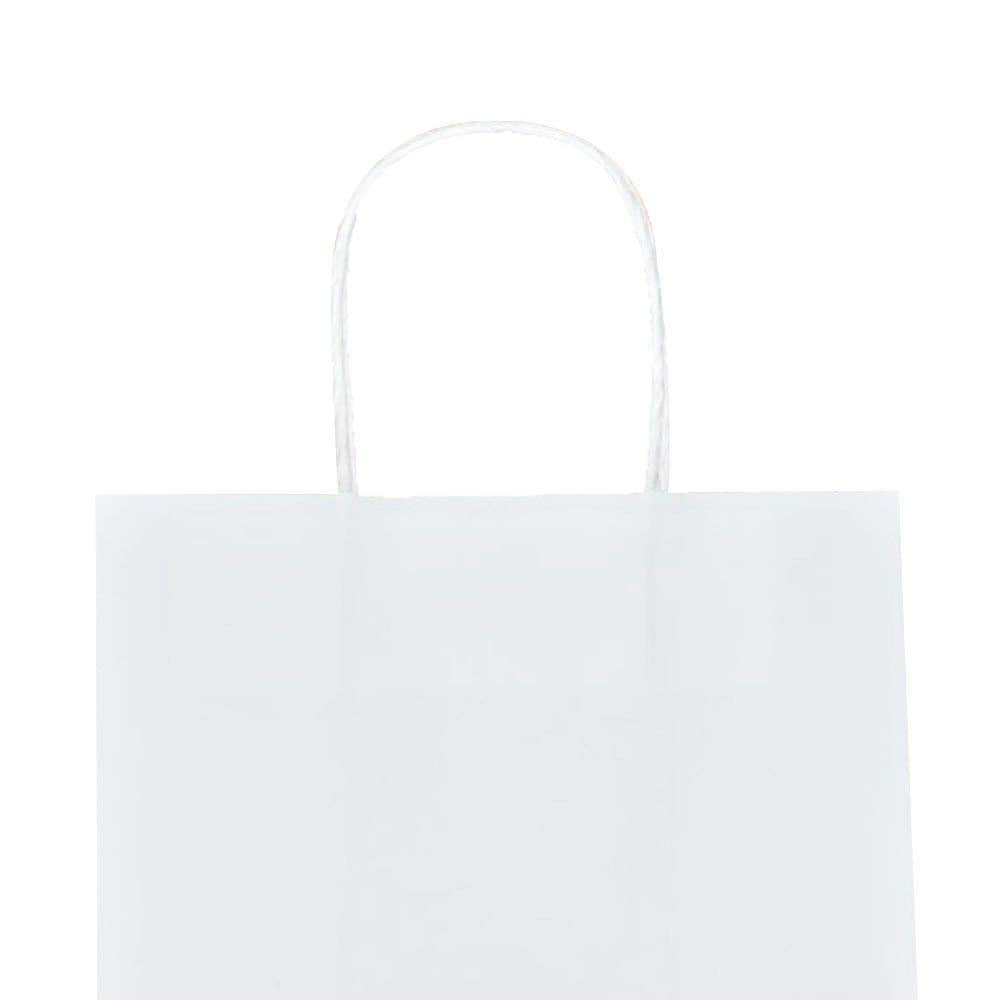 bagmad 100 Pack Sturdy Small White Kraft Paper Bags with Handles Bulk, Gift Bags 5.25x3.25x8 Inch, Craft Grocery Shopping Retail Party Favors Wedding Business Sacks (White, 100pcs)