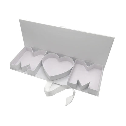 WENPACK Empty Flower Gift Box MOM Cardboard Letter Shaped Fillable Chocolate Strawberry Candy Packaging (MOMwhite)