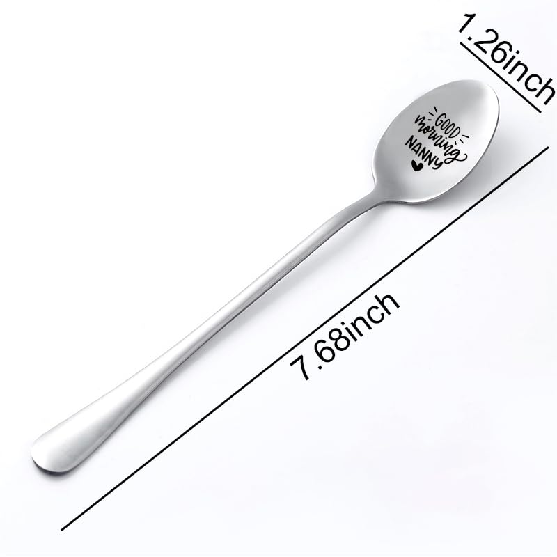 Nanny Spoon Gifts from Granddaughter Grandson Nana Grandma Granny Christmas Birthday Retirement Gifts for Gigi Mimi Good Morning Nanny Spoon for Grammy Tea Coffee Lovers Spoons Gift for Nanny Women