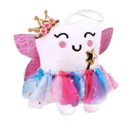 SQIMZAR Tooth Fairy Pillow,Tooth Fairy Plush Dolls for Girls with Pocket and Glittering Wings,Tooth Fairy Gifts Bag Pouch for Girls