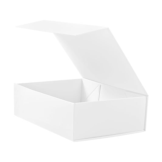 White Magnetic Gift Box 9x6.7x2.75 Inches, Rigid Collapsible Gift Boxes with Lids for Presents, Bridesmaid Proposal Box, Graduation, Wedding, Birthday Gift Packaging