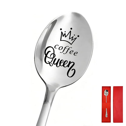 Coffee Gifts Spoons with Gift Box for Women Coffee Lovers Coffee Queen Spoon for Friend Wife Coffee Lover Gift for Coffee Drinkers Women Birthday Gift for Mom Funny gift