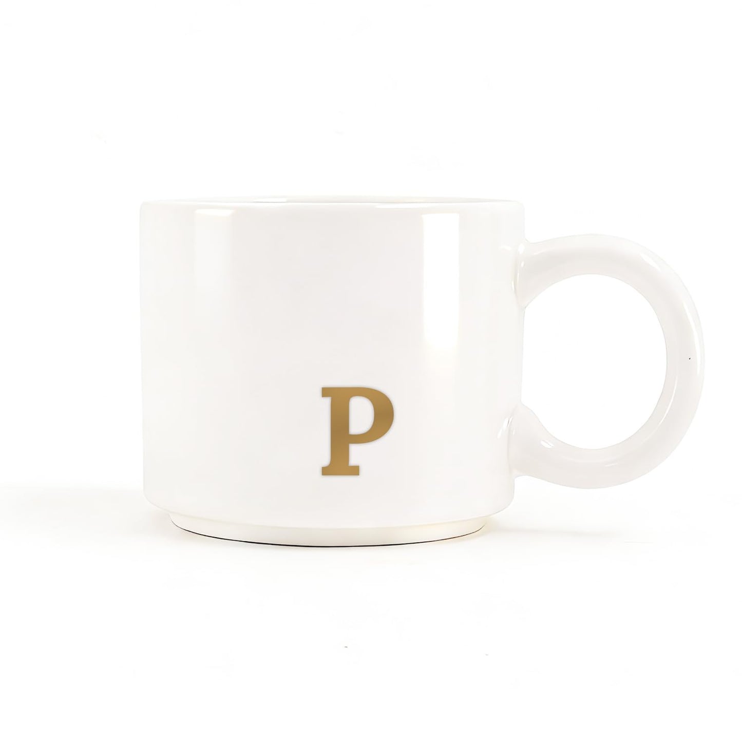 RainVibe Elegant Gift Set for Women – Personalized Monogram Ceramic Mug & Jewelry Tray – 12 oz Gold-Initial Coffee Cup with Gift Box, 4.75" Decorative Dish for Rings, Earrings, Keys (Letter P)