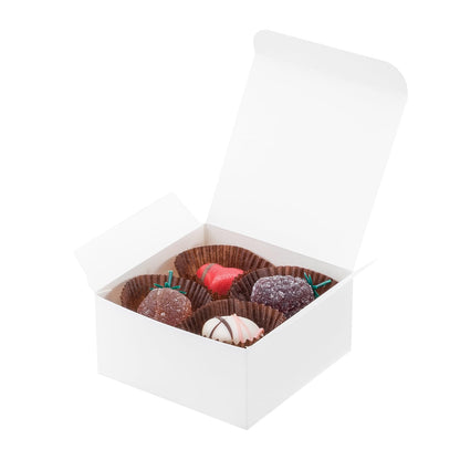 UnicoPak 20 Pack 4x4x2 White Small Gift Boxes - Food Grade Cardboard Treat Boxes for Candy, Fudge, Cookies - Small Square Boxes for Ornaments, Jewelry Trinkets, Party Favors, Small Business Packaging