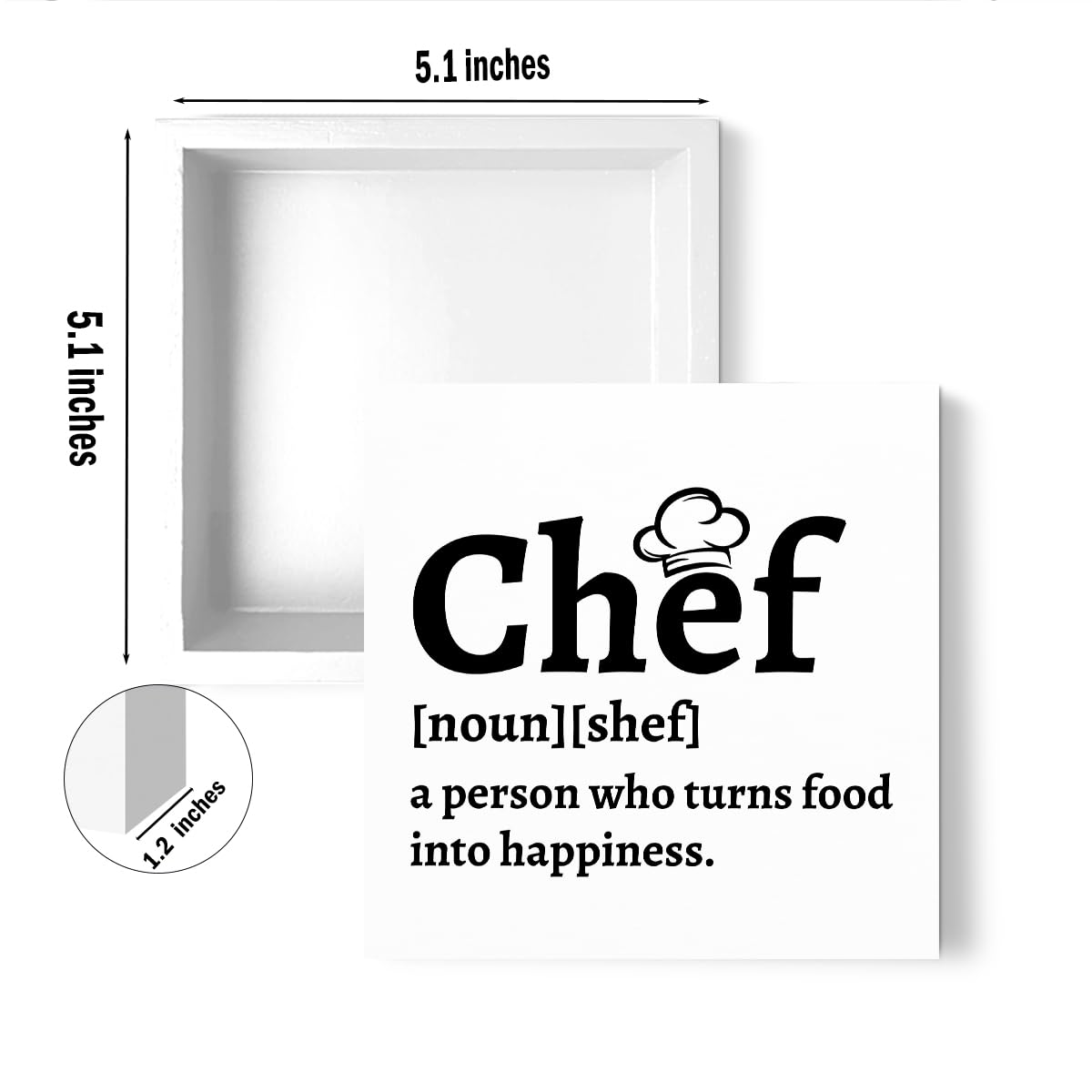 Chef Gift for Men Women Chef Definition Quotes Wooden Box Sign Desk Decorative Wooden Sign Home Kitchen Decor for Desk Table Shelf 5 x 5 Inches