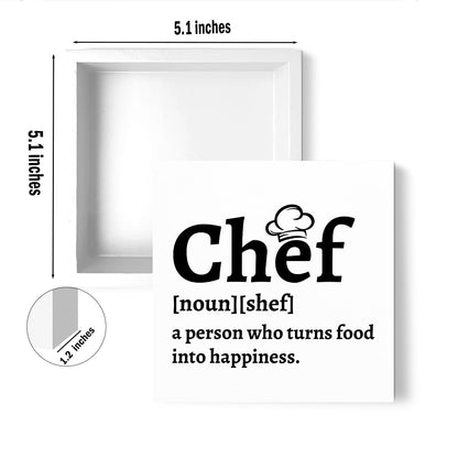 Chef Gift for Men Women Chef Definition Quotes Wooden Box Sign Desk Decorative Wooden Sign Home Kitchen Decor for Desk Table Shelf 5 x 5 Inches