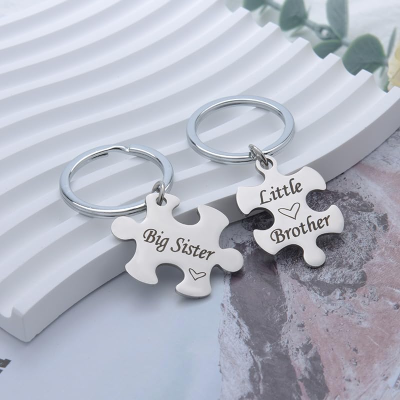 Sister Brother Puzzle Keychain Gifts for Sisters Big Brother Birthday Graduation Gifts for Sister Sis Siblings from Sister Brother Big Sister Little Brother Keychain Gifts for Sister Brother Siblings