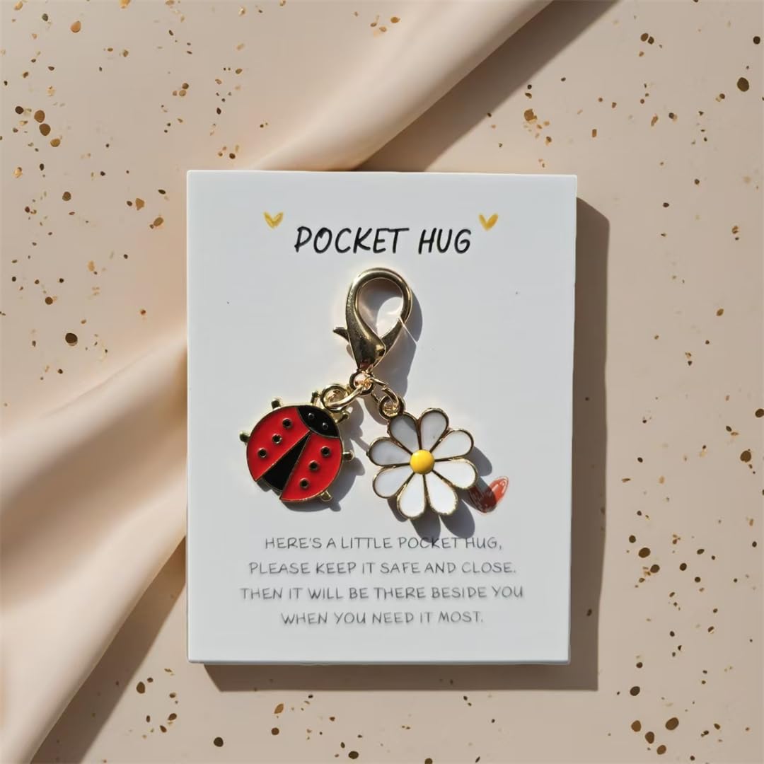 10 Sets Pocket Hug Card with Keychain, Thank You Note - Gift for Teachers, Moms, Girlfriends, Best Friends - Perfect for Birthdays, Christmas, Thanksgiving, Teacher's Day, Weddings, Graduations