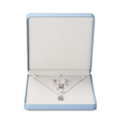 Oirlv Luxury Leather Jewelry Set Box Big Necklace Storage Case Jewelry Gift Box for Bracelet Necklace Earring Ring(Sky Blue)