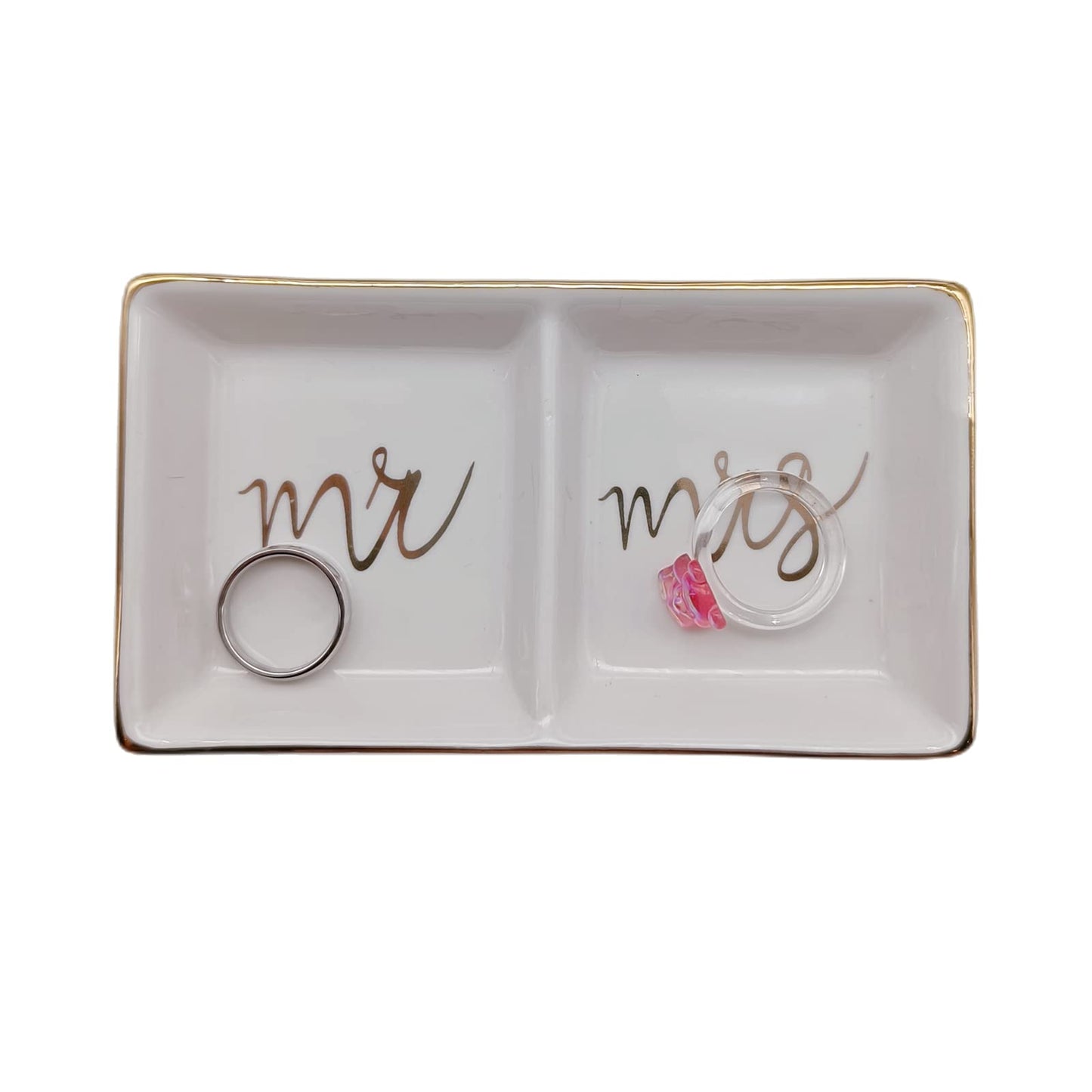 Mr and Mrs Ring Dish Jewelry Dish Ceramic Jewelry Holder Ring Holder for Wedding Engagement Valentine's Day Gift