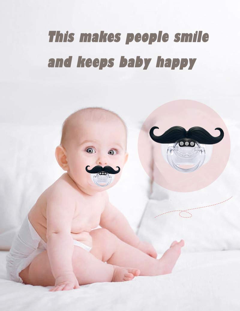 Baby Funny Pacifier Cute Kissable Mustache for Babies and Toddlers Unisex - 0-6 Months Baby Orthodontic Mustache Pacifier BPA Free -Pack of 2
