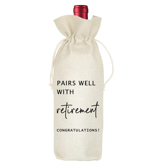 Socive Retirement Wine Bag, Retired Gifts Wine Bags, Pairs Well With Retirement, Gift for Him or Her, Leaving Gift for Colleagues Best Friends Coworkers Boss Nurse Teachers