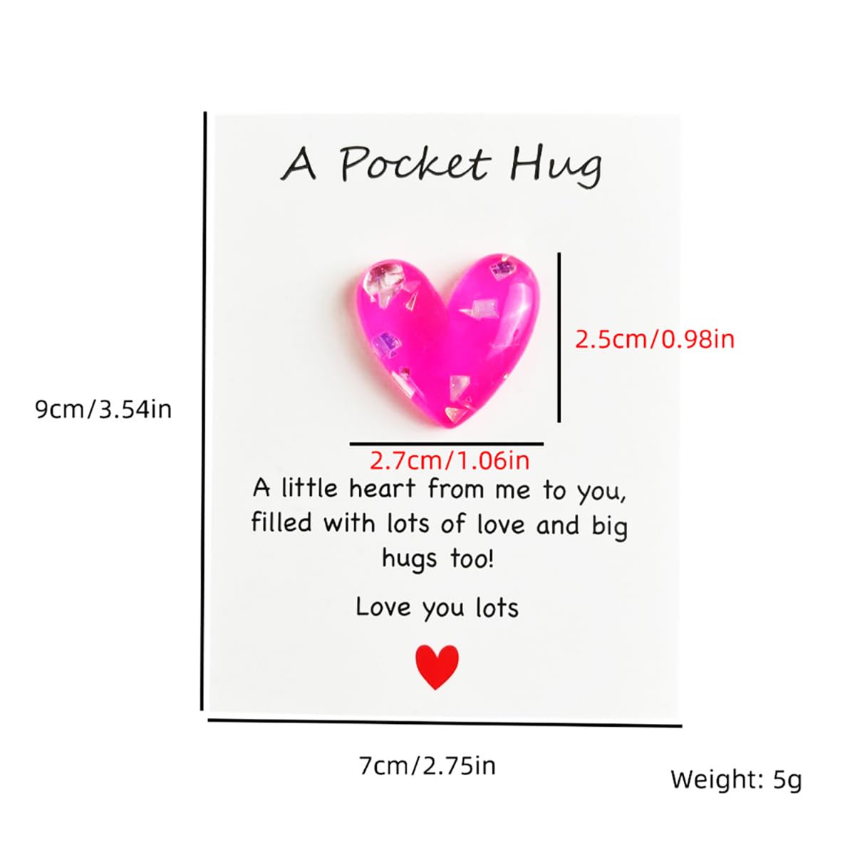 SCORYULE 5 Sets Pocket Hug Heart with Greeting Cards, Gift for Valentines Day, Long Distance Relationship, Keepsake Exchange Relationship Cards for Colleagues, Family