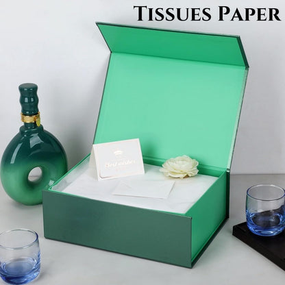 UoeRing 1 Pcs Green Gift Box 9.5x6x3 inch Small Luxury Gift Box for Presents with Magnetic Lid Collapsible,Birthday,Christmas,Contains Card, Ribbon, Tissue Paper,Shredded Paper Fille