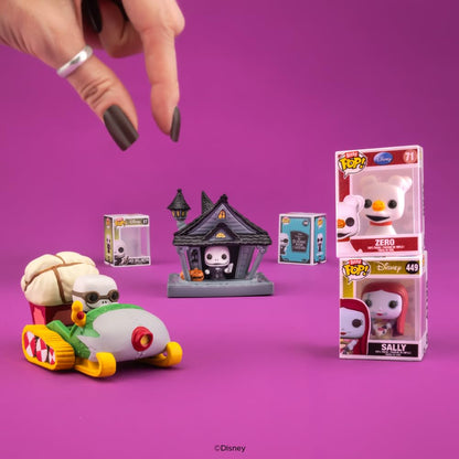Funko Pop! Starter Set: The Nightmare Before Christmas Bitty Bundle Pack - 6 Pack - Zero, Sally, Jack Skellington, Bitty Ride Snowmobile, and Bitty Town Jack's House - Gift Idea - Disney Fans