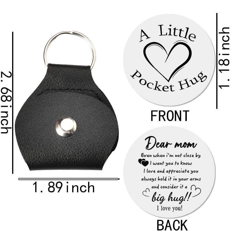 Sisadodo Pocket Hug Token Long Distance Relationship Keepsake Gifts for Women Birthday Christmas Gifts With Leather Keychain