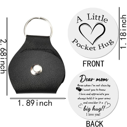 Sisadodo Pocket Hug Token Long Distance Relationship Keepsake Gifts for Women Birthday Christmas Gifts With Leather Keychain