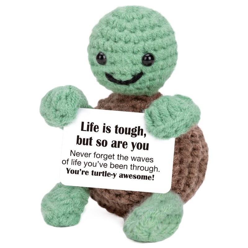 Xinezaa Stress Gifts for Women Men, Cute Crochet Turtle Emotional Birthday Support Gift for Anxiety Relief, Gifts for Tween Girls, Stuffers for Friends Teens Daughter Son, Office Gift for Women