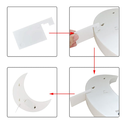 LED Moon Shaped Marquee Signs, Light Up Moon Night Lights Battery Operated Warm White Crescent Moon Lamp for Bedroom, Christmas, Birthday Party Decor-Moon(White)