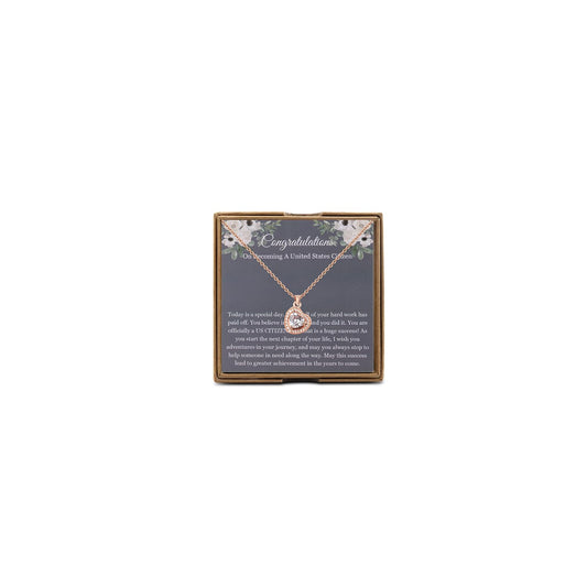 OKEYCH US Citizenship Gift Immigrant Citizenship Necklace New US Citizen Jewelry Naturalization Ceremony Gift (Immigrant Citizenship N 2.0)