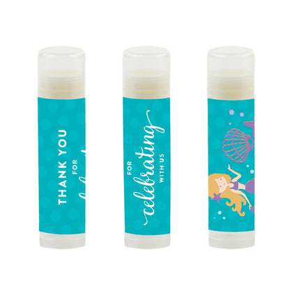 Andaz Press Lip Balm Birthday Party Favors, Thank You For Celebrating With Us, Chic Mermaids, 12-Pack, Chic Mermaids Party Decor Mermaid Baby Shower Lip Balm