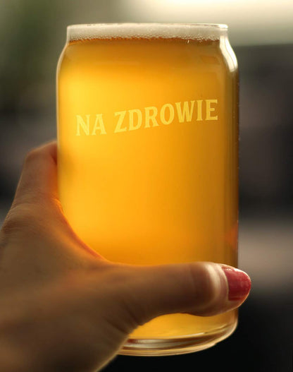 Bevvee Na Zdrowie - Polish Cheers - Beer Can Pint Glass - Cute Poland Themed Gifts or Party Decor for Women and Men - 16 Oz
