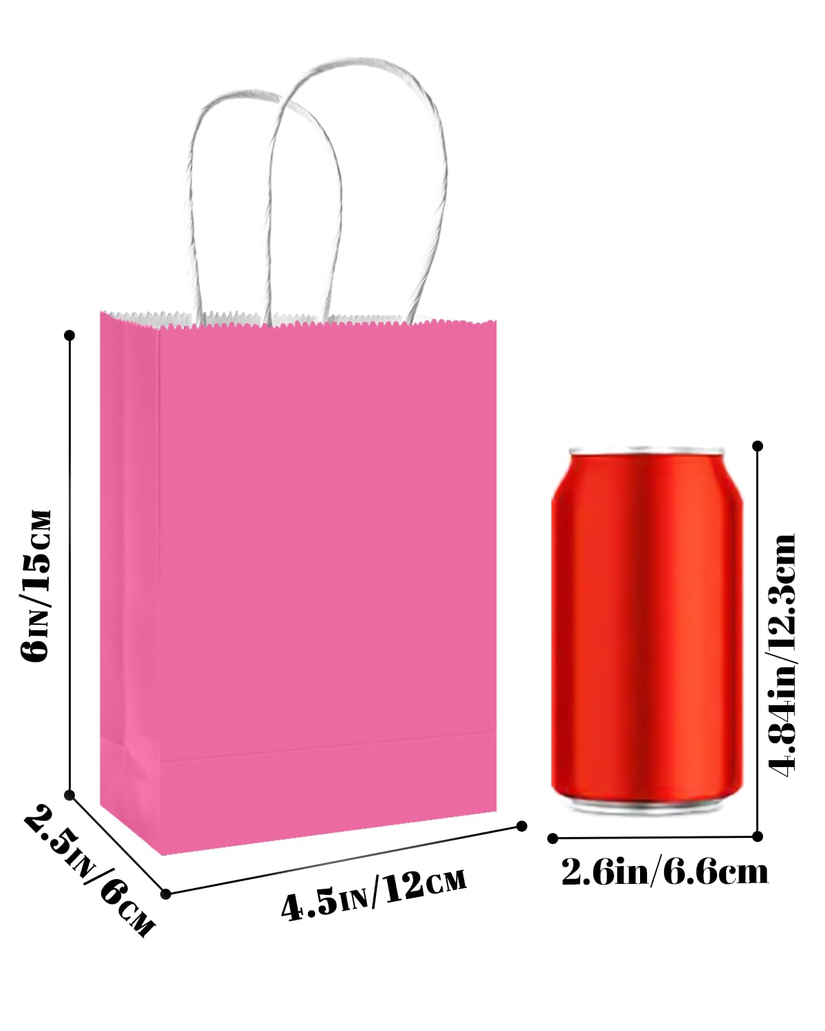 qiqee 24PCS Mini Gift Bag with Handles Bulk 4.5"x2.5"x6" Gift Bags 24 Colors Bags Multiple Uses