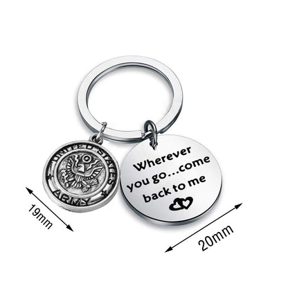 AKTAP Wherever You Go Come Back to Me Graduation Gift Dad Husband Gift Key Ring Deploying Partner Boyfriend Girlfriend